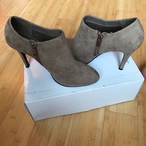 Nude faux suede booties from Worthington